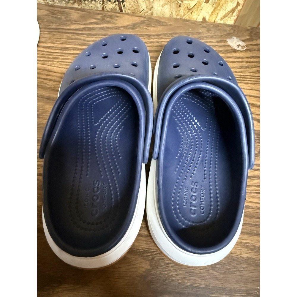 Crocs Crocband Clogs M6 W8 Navy Blue White Gum Sole Slip On Comfort Shoes - Picture 7 of 8